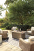 Beachcroft Beachcroft Fire Pit Table with Four Nuvella Swivel Lounge Chairs - Yulissa Home Furnishings (NJ)