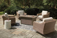 Beachcroft Beachcroft Fire Pit Table with Four Nuvella Swivel Lounge Chairs - Yulissa Home Furnishings (NJ)