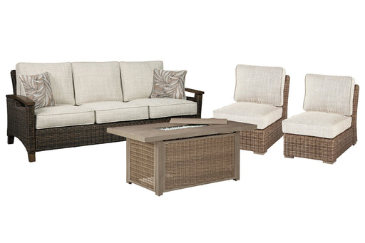 Beachcroft Outdoor Sofa, Lounge Chairs and Fire Pit - Yulissa Home Furnishings (NJ)