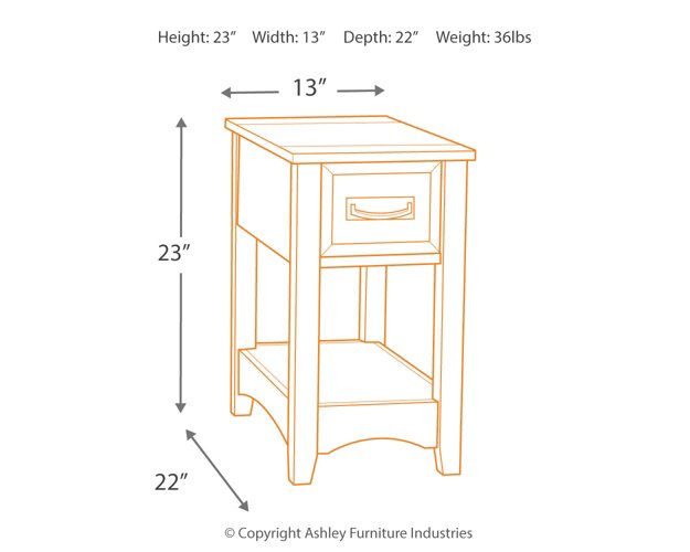 Breegin Chairside End Table - Yulissa Home Furnishings (NJ)