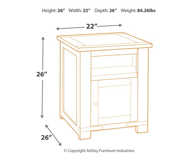 Budmore End Table with USB Ports & Outlets - Yulissa Home Furnishings (NJ)