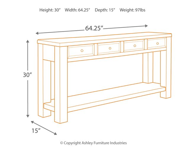 Gavelston Sofa/Console Table - Yulissa Home Furnishings (NJ)