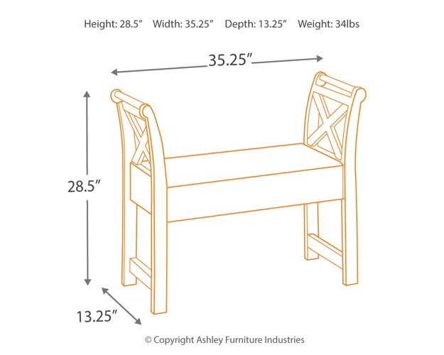 Abbonto Accent Bench - Yulissa Home Furnishings (NJ)