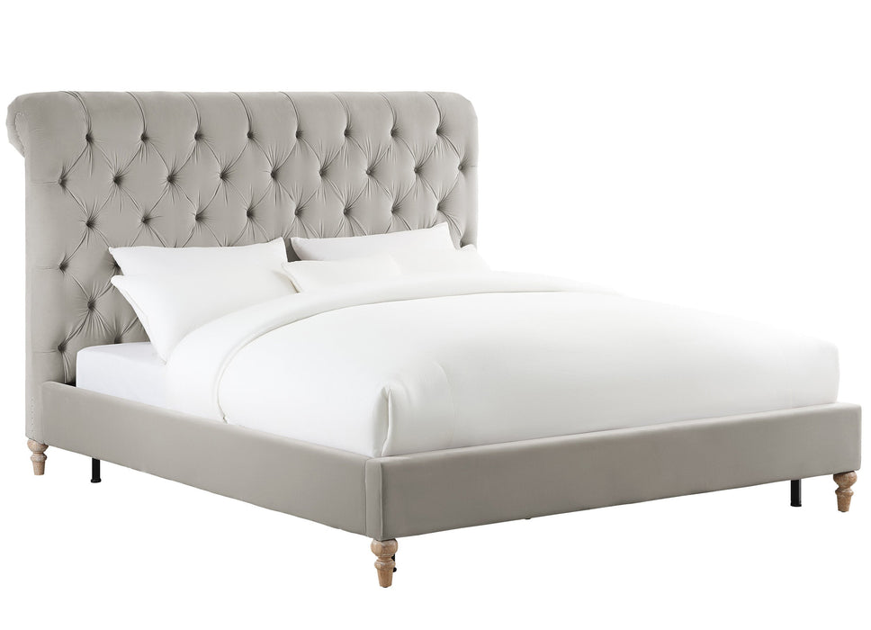 PUTNAM GREY VELVET QUEEN BED SKU: BE00012