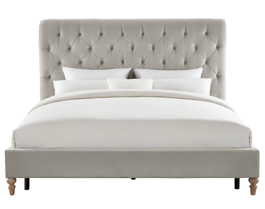 PUTNAM GREY VELVET QUEEN BED SKU: BE00012