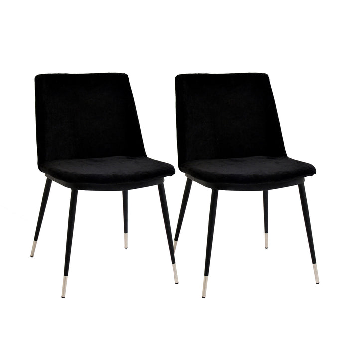 Evora Black Velvet Chair - Silver Legs Set of 2 image