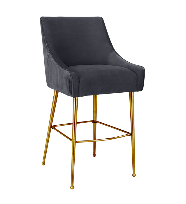 BEATRIX PLEATED DARK GREY VELVET BAR STOOL