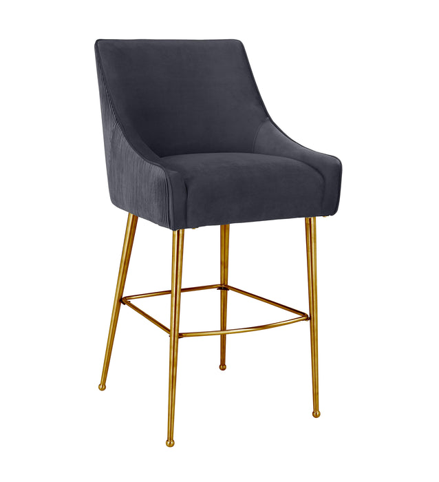 Beatrix Pleated Dark Grey Velvet Bar Stool image