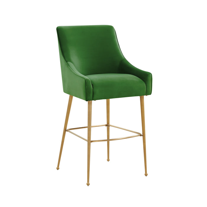 BEATRIX GREEN VELVET COUNTER STOOL – GOLD LEGS