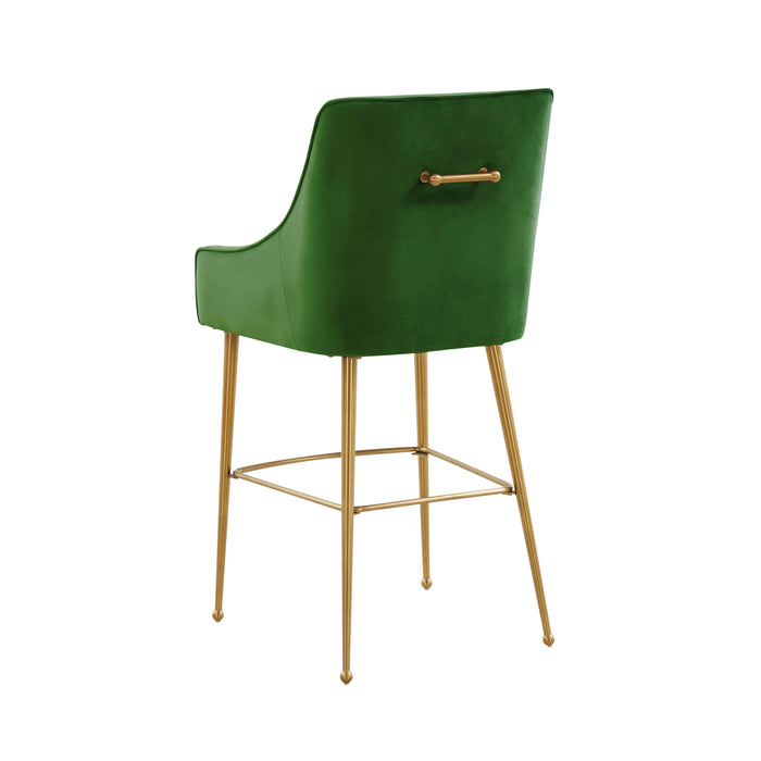 BEATRIX GREEN VELVET COUNTER STOOL – GOLD LEGS