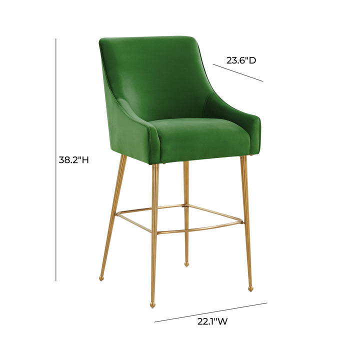 BEATRIX GREEN VELVET COUNTER STOOL – GOLD LEGS