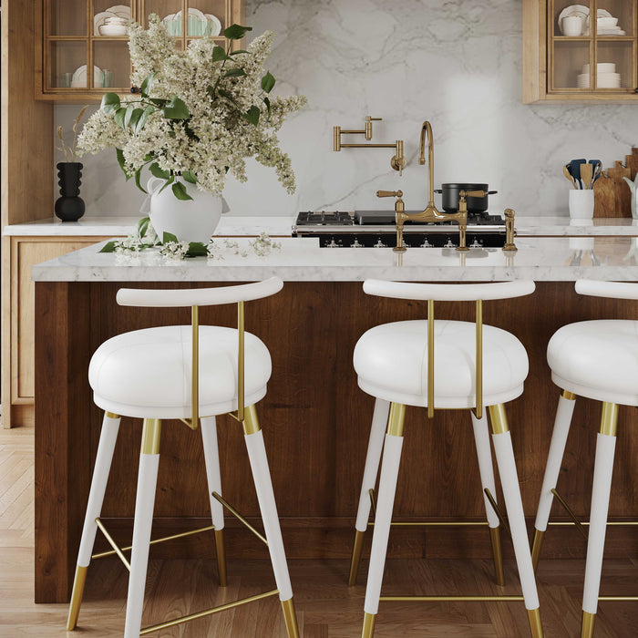 JUNIPER WHITE VEGAN LEATHER COUNTER STOOL