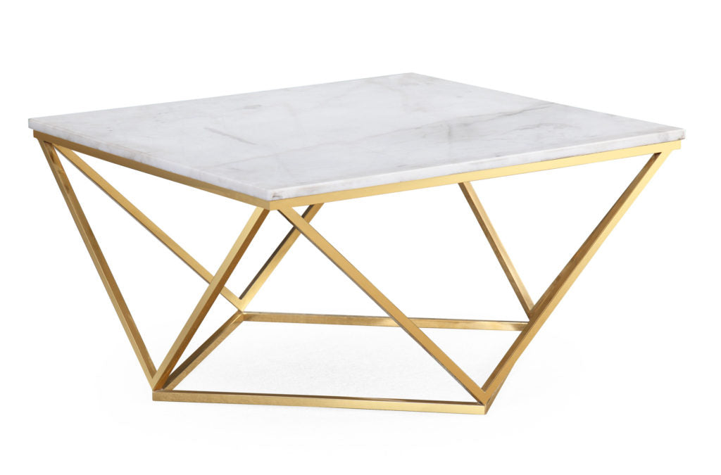 LEOPOLD WHITE MARBLE COCKTAIL OCCASIONAL TABLE