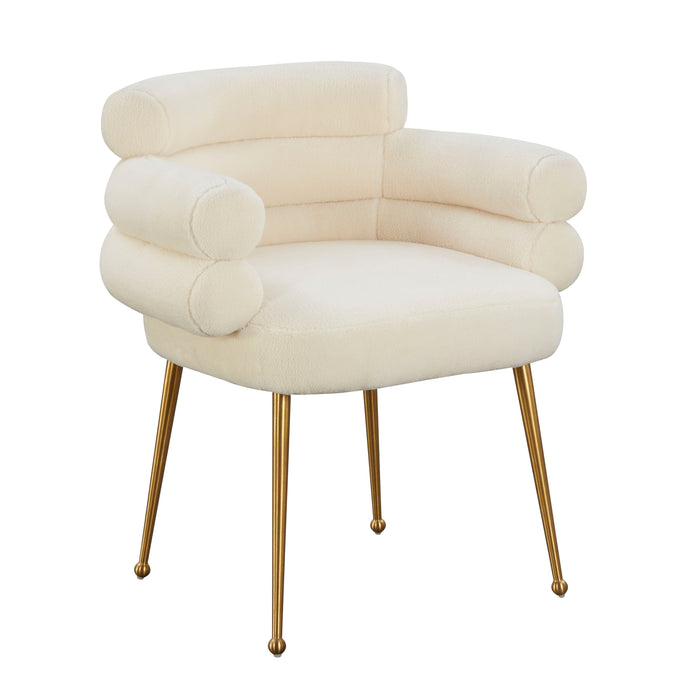 DENTE CREAM FAUX SHEEPSKIN DINING CHAIR