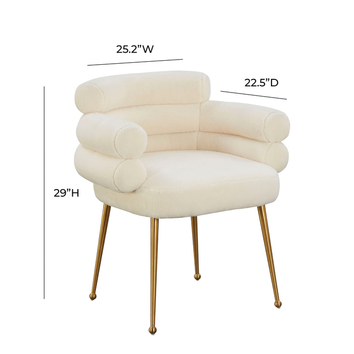 DENTE CREAM FAUX SHEEPSKIN DINING CHAIR