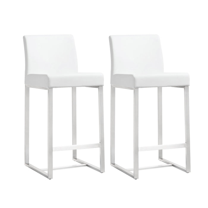 Denmark White Stainless Steel Counter Stool Set of 2 image