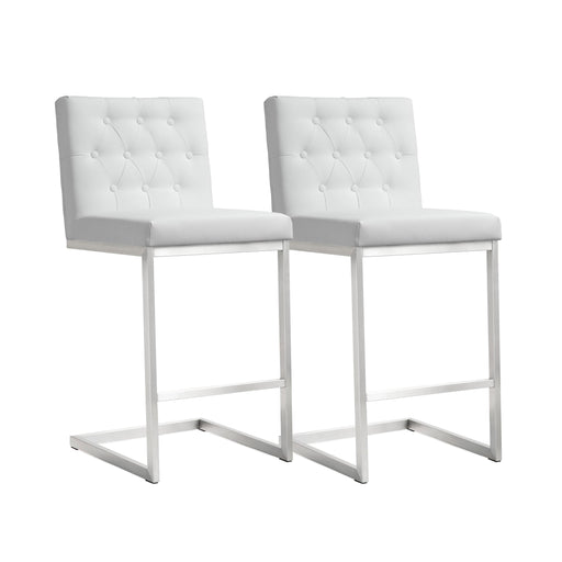 Helsinki White Stainless Steel Counter Stool - Set of 2 image