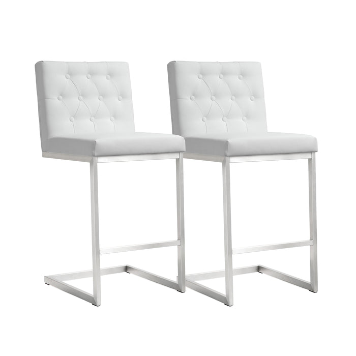 Helsinki White Stainless Steel Counter Stool - Set of 2 image