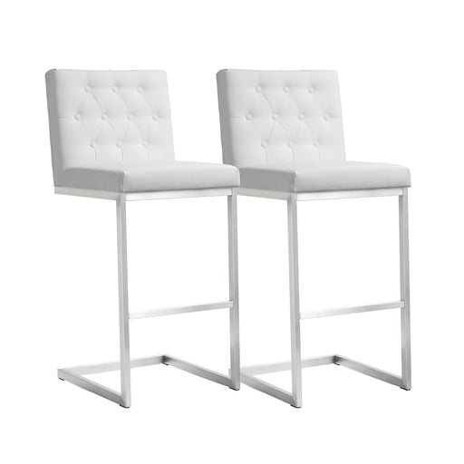 Helsinki White Stainless Steel Barstool - Set of 2 image