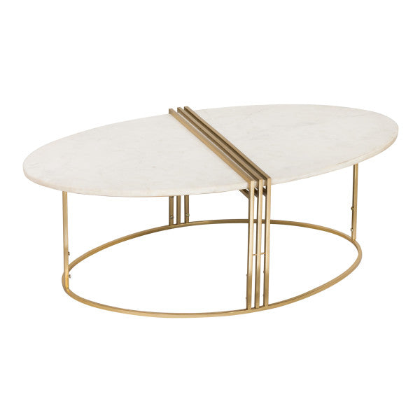 CALEB OVAL WHITE MARBLE COCKTAIL OCCASIONAL TABLE