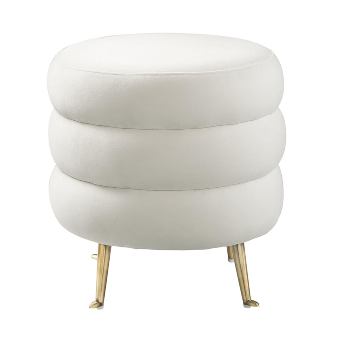 Ladder Cream Velvet Ottoman image