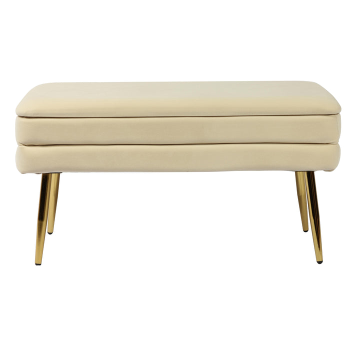 Ziva Cream Velvet Storage Bench image