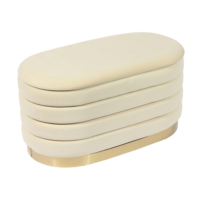 Lillian Cream Velvet Storage Bench image