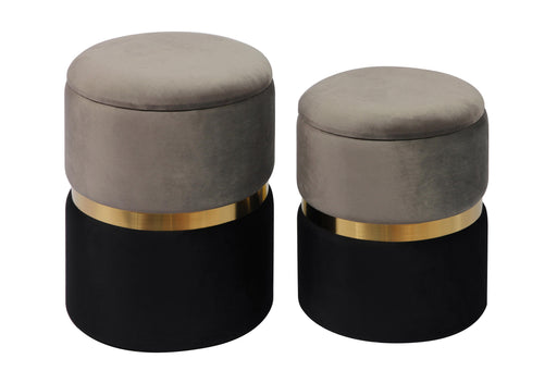 Gigi Grey Velvet Storage Ottomans - Set of 2 image