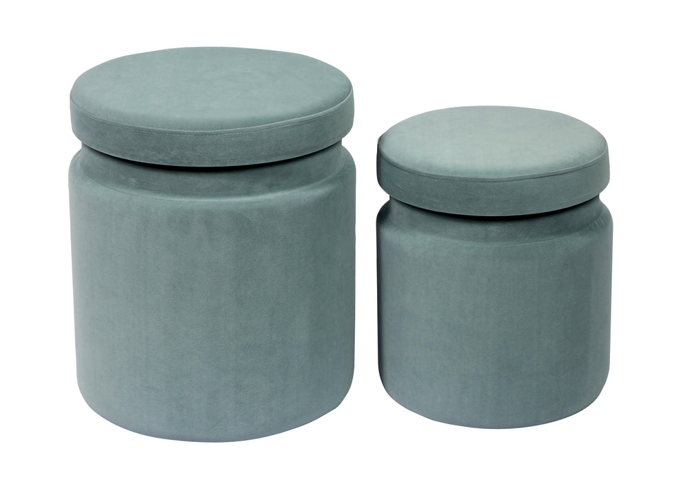 Kris Sea Blue Velvet Storage Ottomans - Set of 2 image