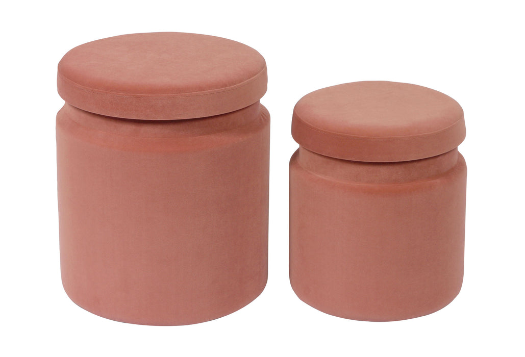 Kris Salmon Velvet Storage Ottomans - Set of 2 image