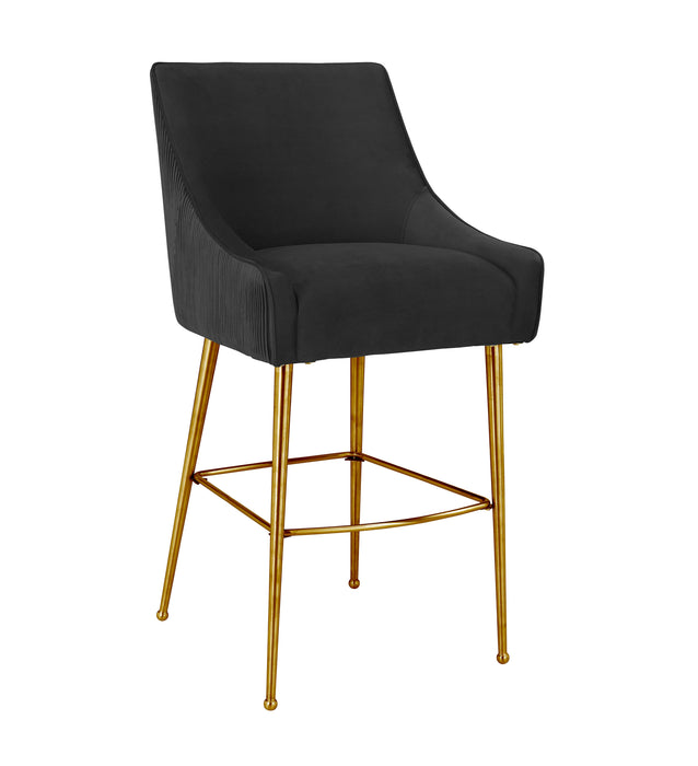 Beatrix Pleated Black Velvet Bar Stool image