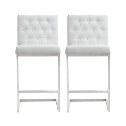 Helsinki White Stainless Steel Counter Stool - Set of 2 image