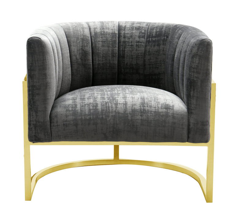 Magnolia Slub Grey Chair with Gold Base image