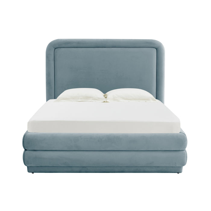 Briella Bluestone Velvet Bed in Queen