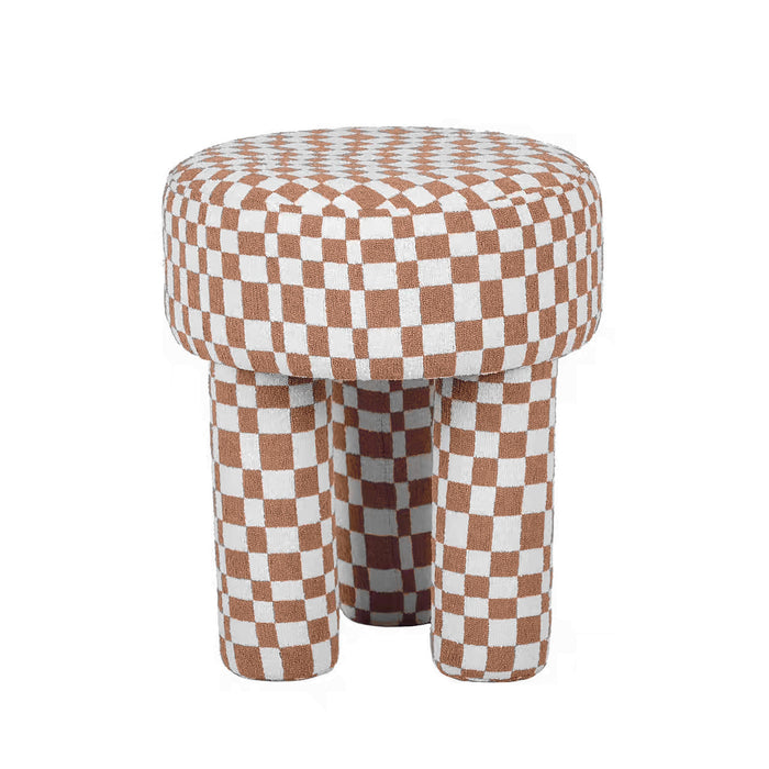 Claire Brown Checkered Boucle Stool