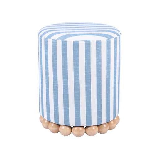 Dex Pastel Blue Striped Linen Ottoman image