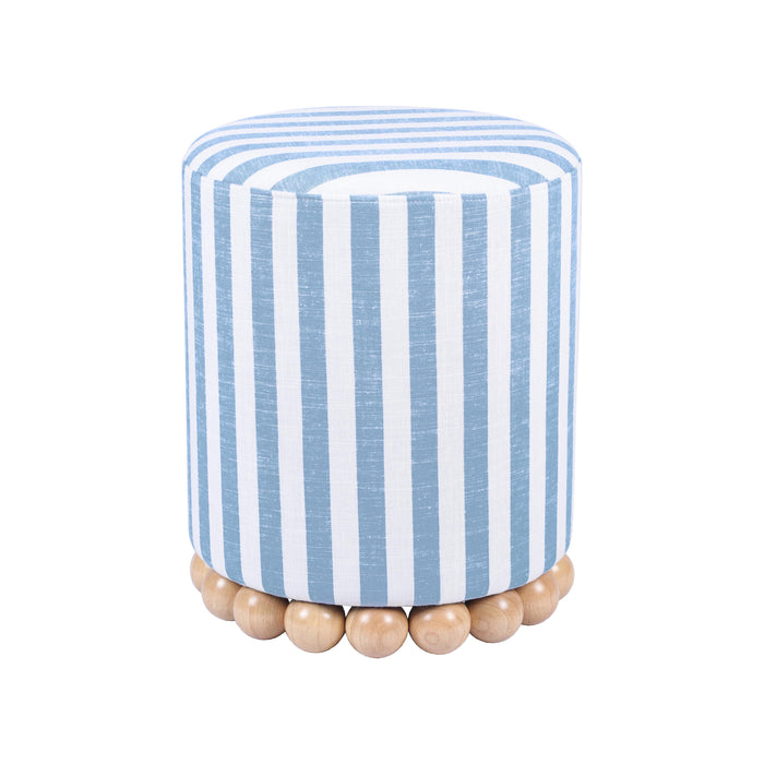 Dex Pastel Blue Striped Linen Ottoman image