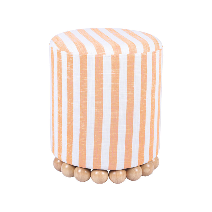 Dex Salmon Pink Striped Linen Ottoman image