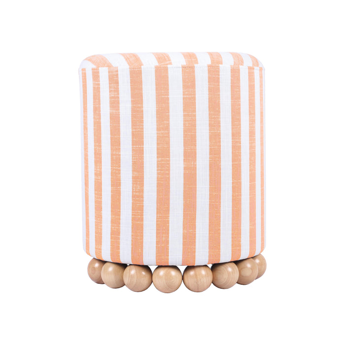 Dex Salmon Pink Striped Linen Ottoman