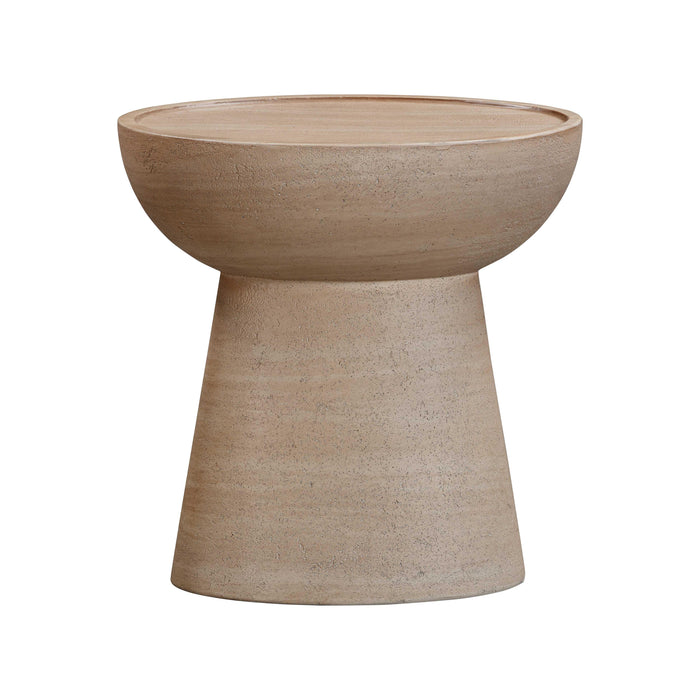 Eclipse Textured Faux Travertine Indoor / Outdoor Side Table