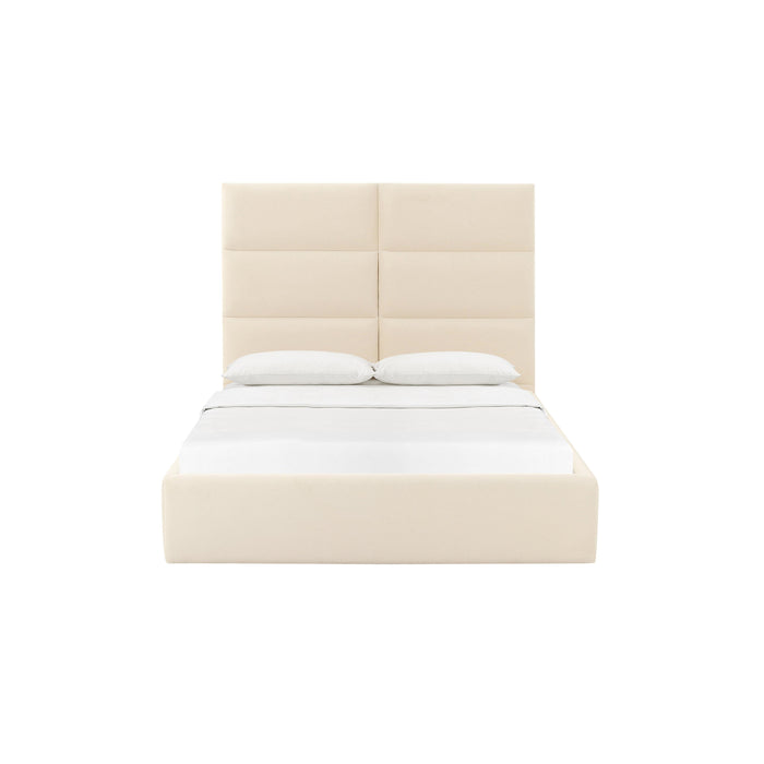 Eliana Cream Velvet Queen Bed