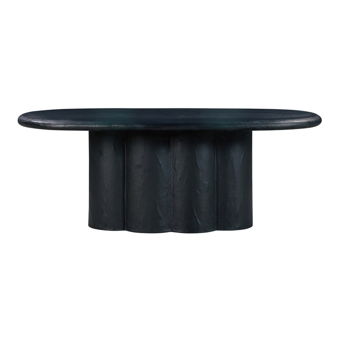 Elika Black Faux Plaster Oval Dining Table image