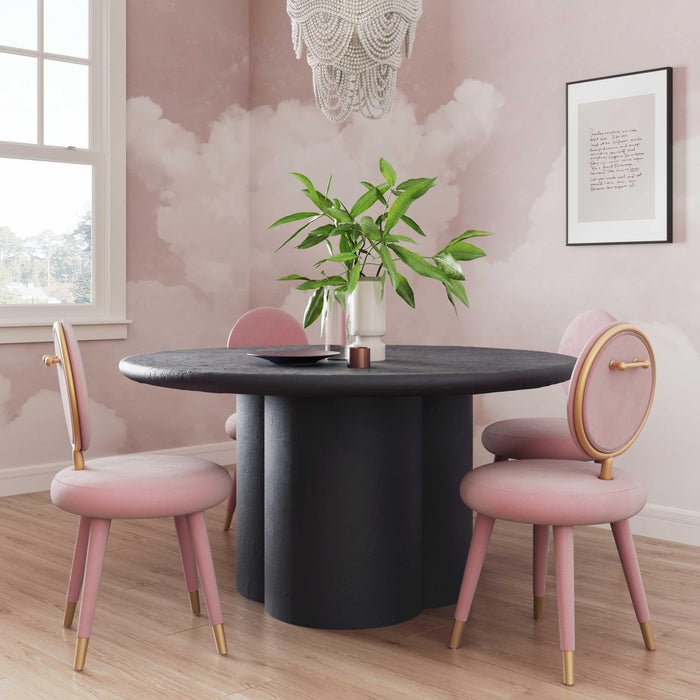 Elika Black Faux Plaster Round Dining Table