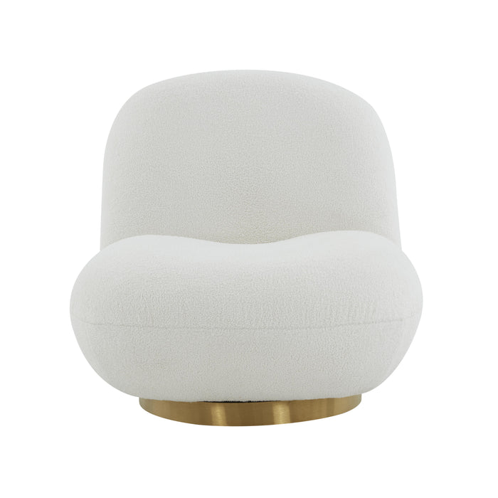 Emily White Boucle Swivel Chair