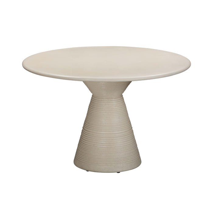 Fern Beige Textured Faux Plaster Concrete Indoor / Outdoor Round Dining Table image