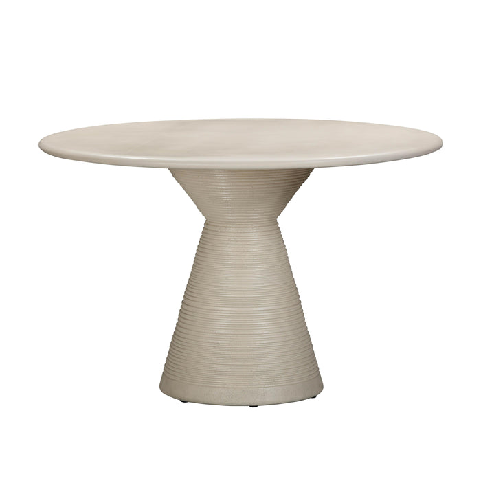 Fern Beige Textured Faux Plaster Concrete Indoor / Outdoor Round Dining Table