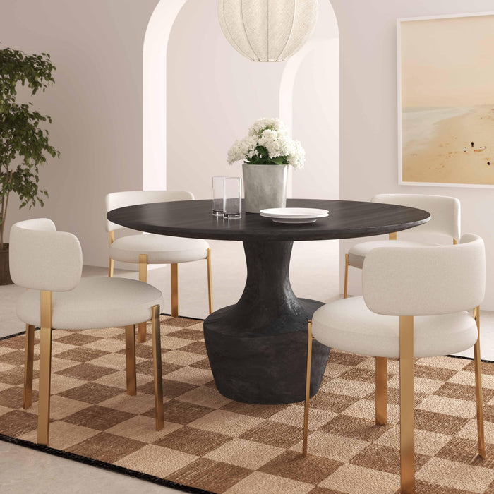 Gevra Black Acacia & Faux Plaster Dining Table