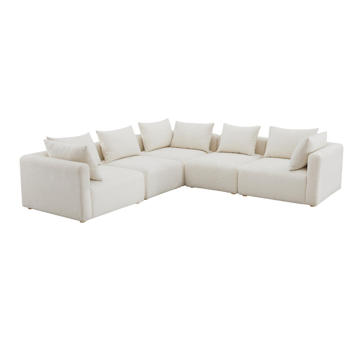 Hangover Cream Boucle 5-Piece Modular L-Sectional image