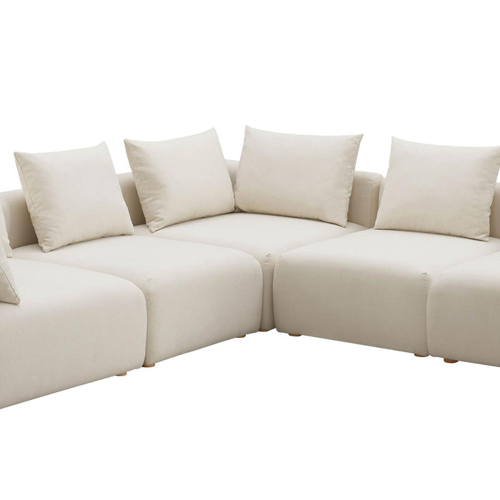 Hangover Cream Linen 5-Piece Modular L-Sectional