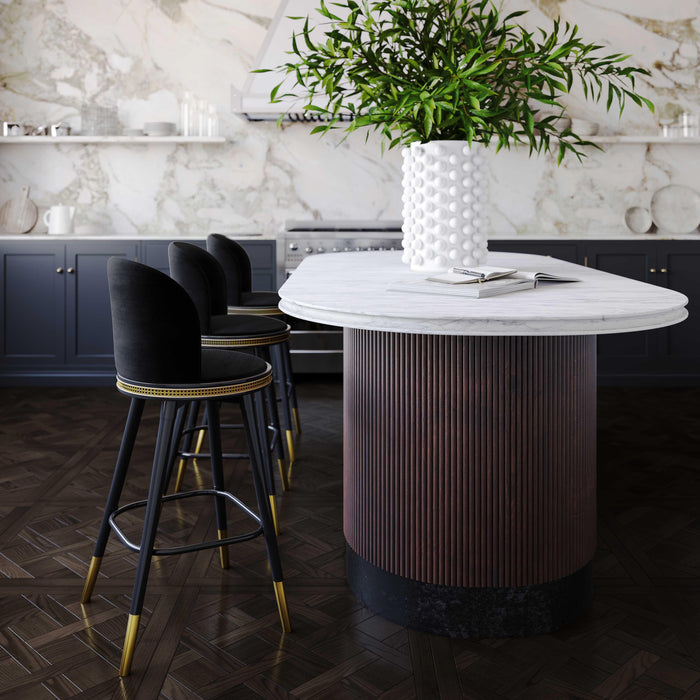 Harley Black Velvet Counter Stool